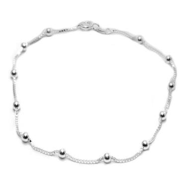 Imagem de Tornozeleira Veneziana Bolinhas 24 Cm Prata Legitima 925 - Lojas La&Ny