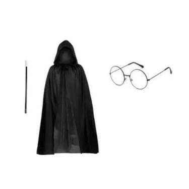 Imagem de Kit Fantasia  Mágico Capa Óculos Varinha Halloween Carnaval - Bwx