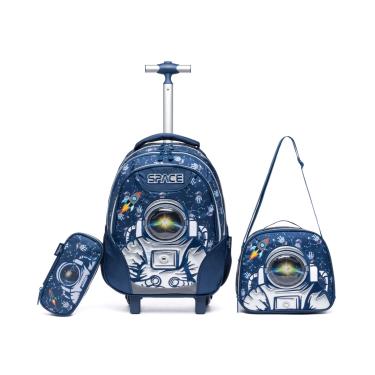 Imagem de Infantil - Kit Mochila Astronauta Menino Escolar Rodinha Espaçosa  menino