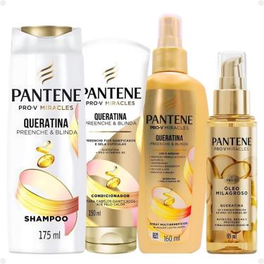 Imagem de Kit Pantene Pro-V Miracles Queratina: Shampoo 175ml, Condicionador 150ml, Spray e Óleo
