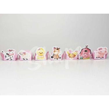 Imagem de 50 Forminhas Doces Fazendinha Aquarelado Menina Rosa Caixeta - Shape F