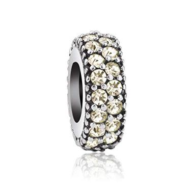 Imagem de QeenseKc Pingente espaçador com 12 pedras do mês de nascimento, para pulseira Pandöra, Metal Strass Cristal, Cristal sintético