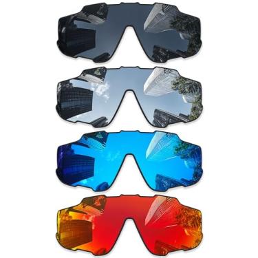 Imagem de Combine8 4 peças de lentes de substituição ploarizadas para óculos de sol Oakley Jaw-breaker OO9290/Jaw-breaker OO9270 – Preto + Titânio prateado + Azul gelo + Vermelho fogo