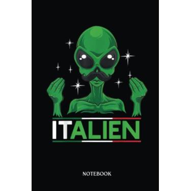 Imagem de Alien Notebook: Funny Italian Alien Pun Italy Hand Gesture | Alien Journal, Lined Journal Ufo, Ufo Journal, Lined Journal Alien, Size 6 X 9", 120 Pages.