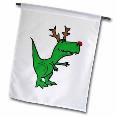 Imagem de 3dRose fl_220491_1"Dinossauro T-Rex verde divertido vestido como bandeira de rudolph rena jardim, 30 x 45