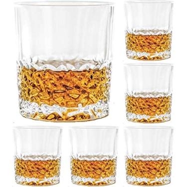 Imagem de First to act tactical Conjunto de 6 copos de uísque de cristal premium com 6 copos grandes sem chumbo para degustação de copos escoceses para beber uísque irlandês bourbon tequila (folhas, 6 x 297 g)