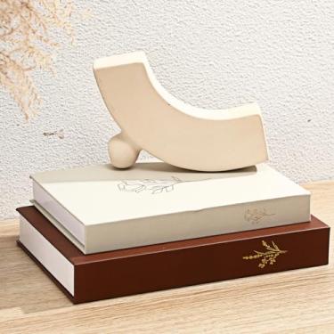 Imagem de Cinnvoice Conjunto de 2 caixas de livros decorativas, livros falsos empilhados para decoração de mesas de centro, estantes de livros modernas, caixas de armazenamento de fotos de moda falsa (terracota