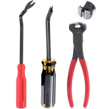 Imagem de CLcsfwk Removedor de grampos de estofamento e construção de 3 peças com removedor de grampos resistente, ferramenta extrator de aderência, removedor de unhas de carpete, para pisos de móveis, parede,