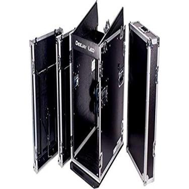 Imagem de DEEJAY LED TBH Flight CASE 14U Mixer inclinado 16U sistema de rack vertical com porta AC completa com placa de rodízio e 2x mesas laterais (TBH14M16UWT2)