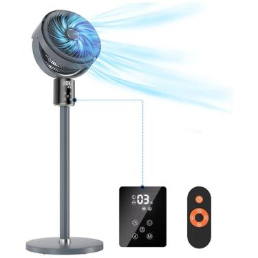 Imagem de Ventilador Pedestal Digital com Altura Ajustável, Ultra Silencioso de 36-50 dB, 12 Velocidades, Temporizador 12H e Controle Remoto, 110V,