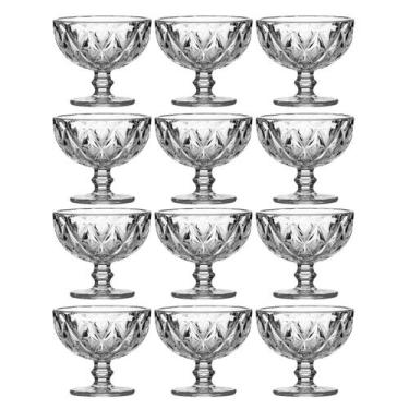 Imagem de Kit Taças Sobremesas 335ML Modelo Vidro Diamante - 12 Unidades - ECOS