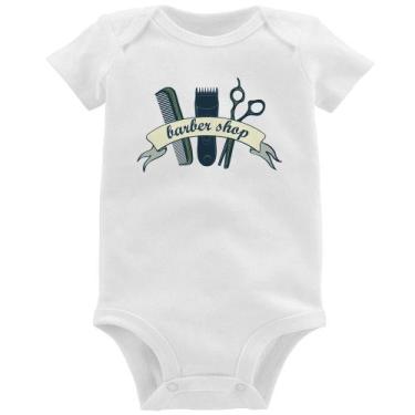 Imagem de Body Bebê Salão Masculino Barber Shop - Foca na Moda, Branco, GG