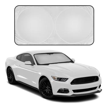 Imagem de Motor Trend 1 persiana pop-up automática, para-sol universal para janela frontal, para-sol dobrável dobrável para para-brisas de carro, mantém o calor frio interno UV (pequeno, 153 x 75 cm)
