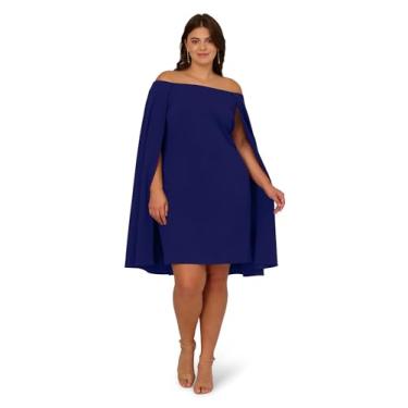 Imagem de Adrianna Papell Vestido feminino com ombros de fora, Violeta azul-escuro, 25 Plus Size
