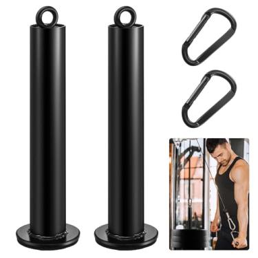 Imagem de Lasnten Conjunto de 2 pinos de carregamento de peso com clipe para serviço pesado para placa de peso de 2,5 cm e 5,8 cm para sistema de polia de cabo LAT Academia