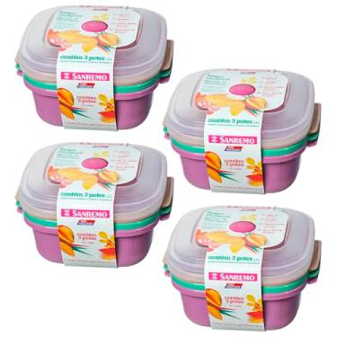 Imagem de Jogo Pote Plástico 1,3l Quadrado Vac Freezer Kit 12 Sanremo