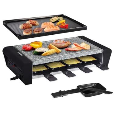 Imagem de Tamarit Tamarit Raclette Table Grill 3 Em 1 Grelha Elétrica Portátil, Churrasqueira Coreana Interna Com 8 Pás, Lavável Na Máquina De Lavar Louças, Chapa De Alumínio Antiaderente Reversível E Pedra P