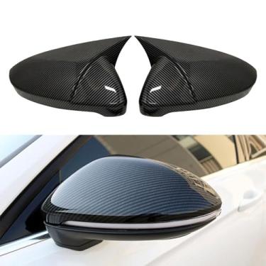 Imagem de Tampa de espelho retrovisor de porta para Golf Sportsvan 2010-2024, ABS estilo fibra de carbono tampas de espelho lateral de substituição de tampas de proteção de espelho retrovisor