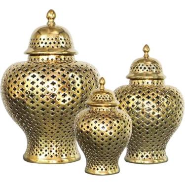 Imagem de Jarro geral europeu de cerâmica oca, ornamentos de vaso grande de cerâmica artes e artesanato criativo na sala de estar de decoração de decoração, prata, a