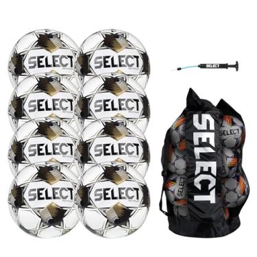Imagem de SELECT Bola de futebol Royale, pacote de 8 bolas com bolsa esportiva e bomba de mão, branco/preto/dourado NFHS, tamanho 5