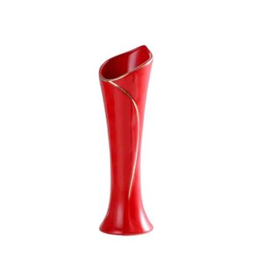 Imagem de Vaso Vaso de cerâmica decoração sala de estar arranjo de flores flores secas mesa de jantar decoração de armário de tv Vaso de flores(Red)
