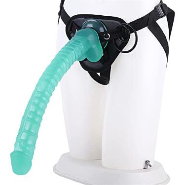 Imagem de Cinta em vibrador 41cm super longo feminino ânus cavalo vibrador masculino estimulador ajustável cinta-no pênis para mulheres brinquedos sexuais(Green)