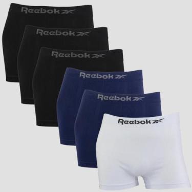 Imagem de Kit 6 Cuecas Boxer Masculina Reebok Original Lisa Premium, 3 preto, 2 