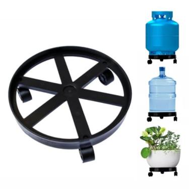 Imagem de Suporte Botijão De Gás Vasos Galão Base Com Rodinha Preto (Branco)