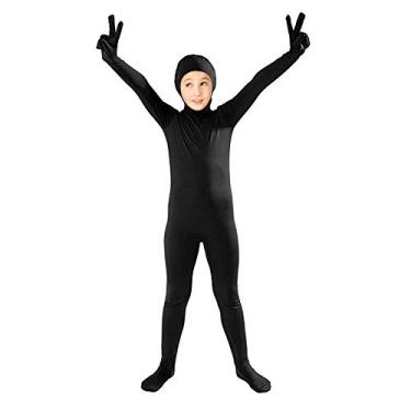 Imagem de YOMOSA Body completo infantil Lycra elastano Zentai terno infantil manga comprida Unidades uma peça fantasia de dança, Preto, Large