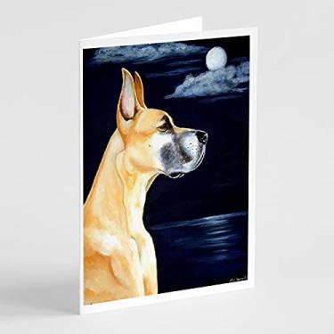 Imagem de Caroline's Treasures 7100GCA7P Cartões comemorativos e envelopes Fawn Great Dane Moonlight Stroll, pacote com 8, 7 x 5, multicolorido