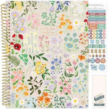 Imagem de bloom daily planners Agenda do ano acadêmico 2025-2026 (21,6 cm x 28 cm) (julho de 2025 a julho de 2026) - Organizador semanal e mensal com adesivos e abas - festa no jardim, bege