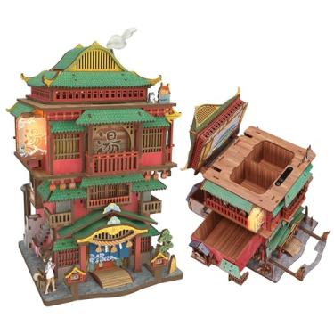 Imagem de Tonecheer 3D Puzzle Kit for Adults, DIY Wooden Model Building Set Desktop Storage Kit Box Japanese Miniature Doll House, Home Decor Wood Craft Auto-Sensing Gift for Christmas Birthday (Onsen Saga)