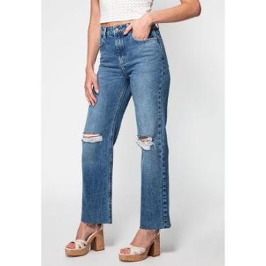 Imagem de Calça Jeans Straight Rasgos 1981 Guess Azul-Feminino