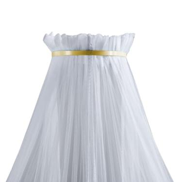 Imagem de Dossel Mosquiteiro Parede Quarto Bebe Menino Menina Rede Veu Tela Berço Americano Nacional Dourado