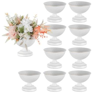 Imagem de Sziqiqi Vaso de urna branco peça central: vasos de casamento pequenos de 5,5 n para mesa conjunto de 10 - Vaso de flores vintage para arranjo de flores artificiais - Vasos de favo de mel exclusivos de