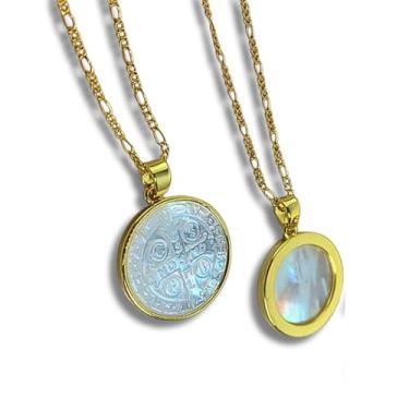 Imagem de Medalha Feminina "Cruz de São Bento" Banhada a Ouro 18k com Madrepérola 21,5 mm Corrente 45 cm – Acompanha Bolsa de Veludo