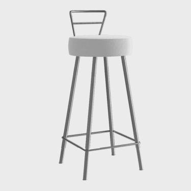Imagem de Banqueta Alta Com Encosto Tina Eiffel Cozinha Bar Bistrô Ferro Cinza Suede Branco - Ahazzo Móveis