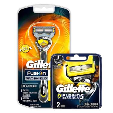 Imagem de Kit com Aparelho de Barbear Gillette Proshield + 2 Cargas