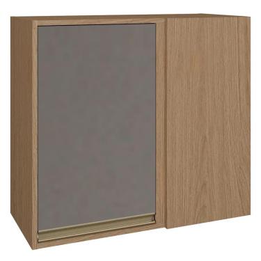 Imagem de Armário de Cozinha Aéreo 80 cm 1 Porta Canto Reversível Vitória Rimo Carvalho com Areia