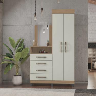 Imagem de Cômoda Roupeiro 4 Gavetas 2 Portas Lion Móveis Leão