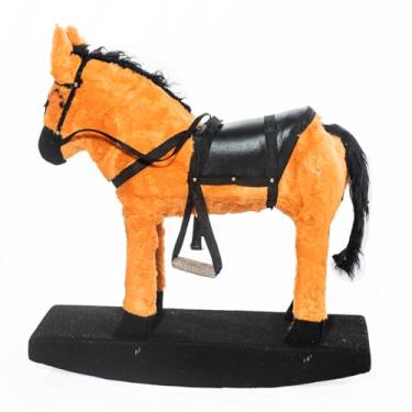 Imagem de Cavalo Cavalinho de Balanço de Madeira Brinquedo Upa Upa Com Revestimento de Pelúcia - Realista e Elegante, Ideal para Crianças de Dois a Cinco Anos (Caramelo)