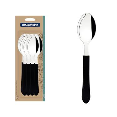 Imagem de Conjunto De Colheres De Mesa Tramontina Leme Com Lâminas Em Aço Inox E Cabos De Polipropileno Preto 12 Peças