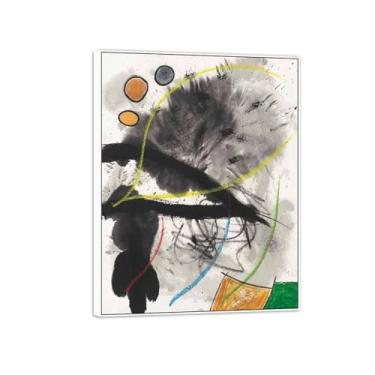 Imagem de Joan Miró Imagem de arte de parede em tela - reprodução de impressões de arte famosas abstratas - pinturas com moldura branca para decoração de sala de estar (sem título IV) 30 x 40 cm - 12 x 16 pol