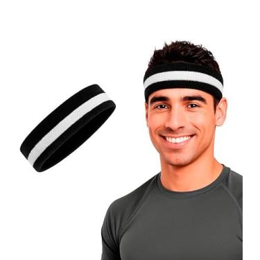 Imagem de Faixa Esportiva Testeira Preta e Branca Absorve Suor