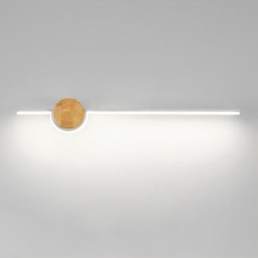 Imagem de Lâmpada De Parede De Tira Longa De Metal Com Base De Madeira, Luminárias Led Modernas, Scoe De Parede De Cabeceira Linear Criativa, Luz De Parede De Temperatura De 3 Cores, Walnut Wood, 42cm