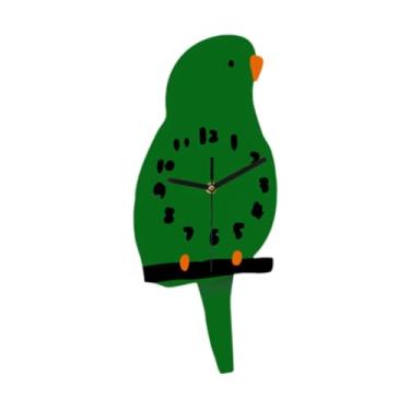 Imagem de XLWLLNJ Relógio de parede de pássaro Relógio do quarto Relógio Decoração de casa elegante cartoon não ticking Relógio de penduramento para banheiro Berçário, Verde