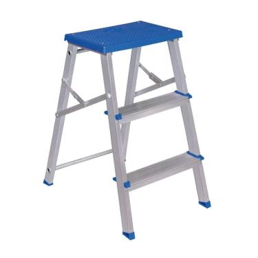 Imagem de Escada Banqueta Aluminio Mor 3 Degraus Dobravel 120Kg