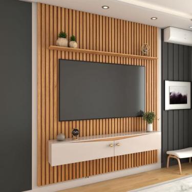 Imagem de Painel Ripado para TV Até 75 Polegadas Naomi 2 Portas 1 Prateleira Cin