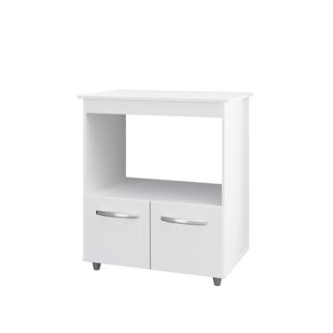 Imagem de Balcão Angela Multiuso Forno E Microondas Compacto Cor Branco