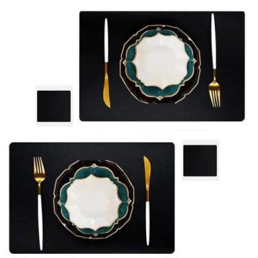 Imagem de 12 Jogo Americano Couro Impermeável Limpa Facil Para Mesa - Genertoy